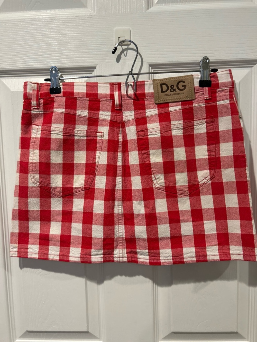 “Dolce & Gabbana D&G Red Gingham Mini Skirt Y2K Cotton Picnic Aesthetic - Picture 7 of 8